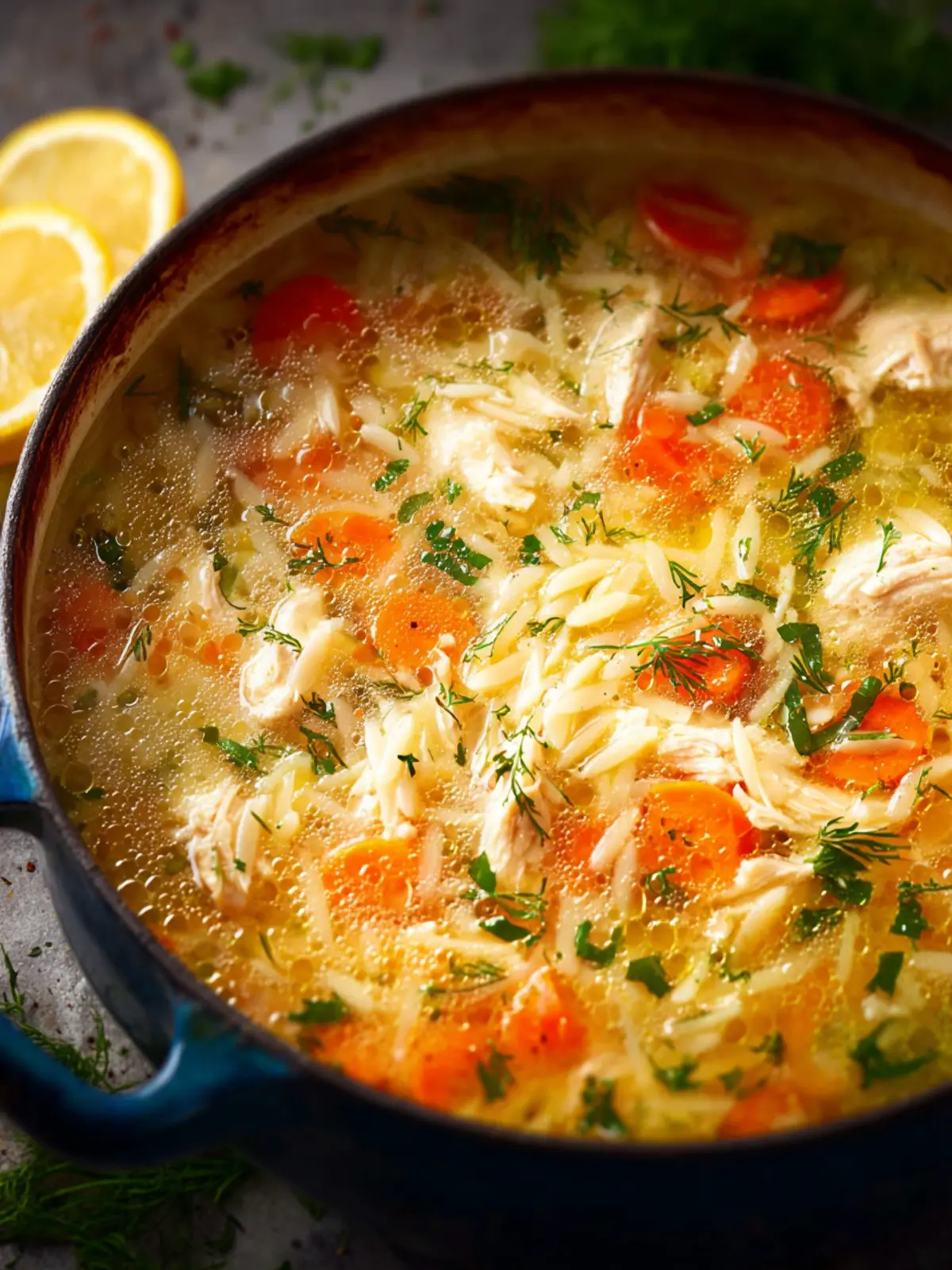 Easy Lemon Chicken Orzo Soup First Image
