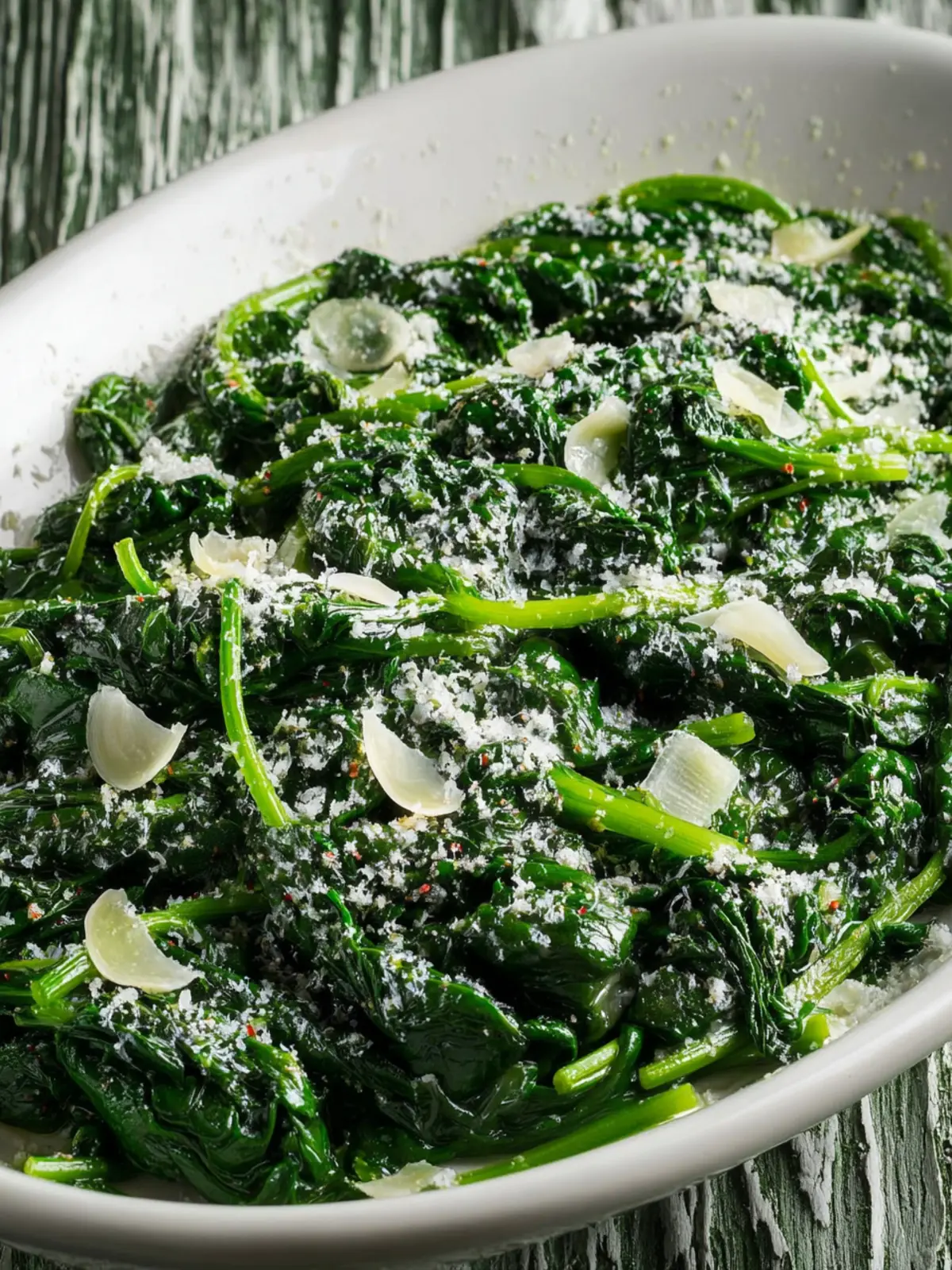 Stir-Fried Spinach with Garlic and Parmesan First Image