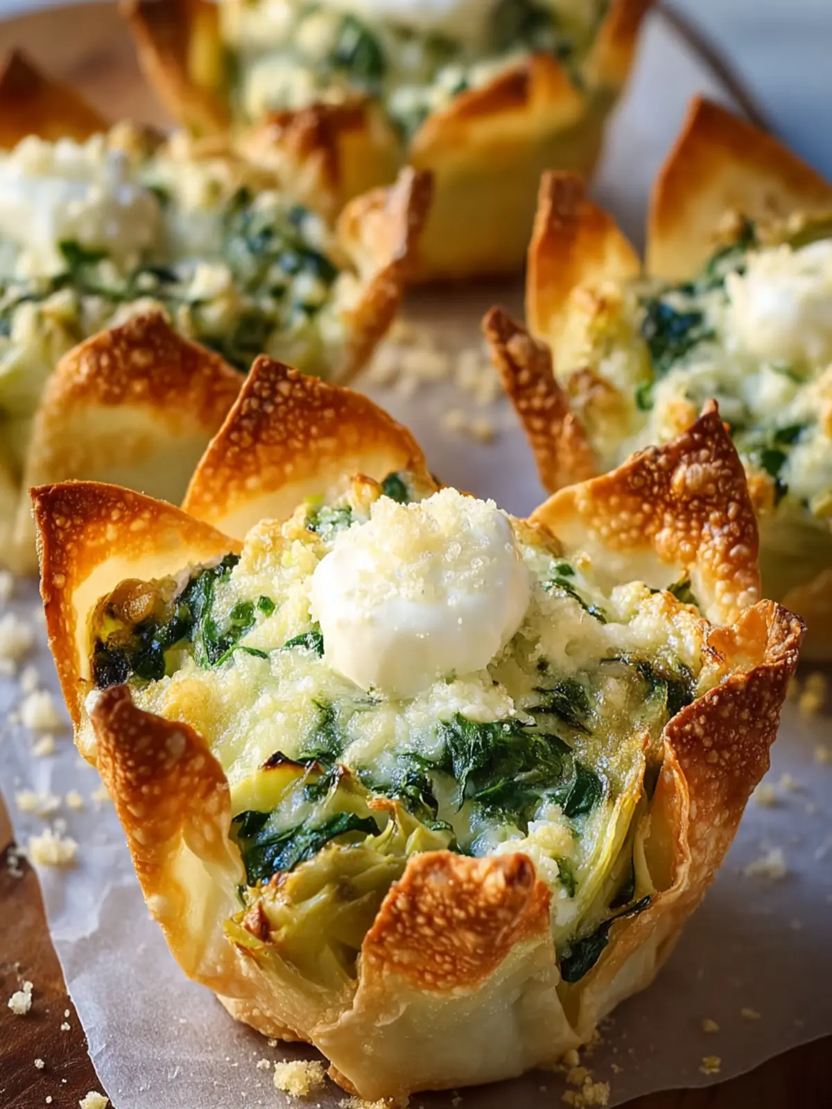 Spinach & Artichoke Wonton Cups: Easy Appetizer Recipe First Image