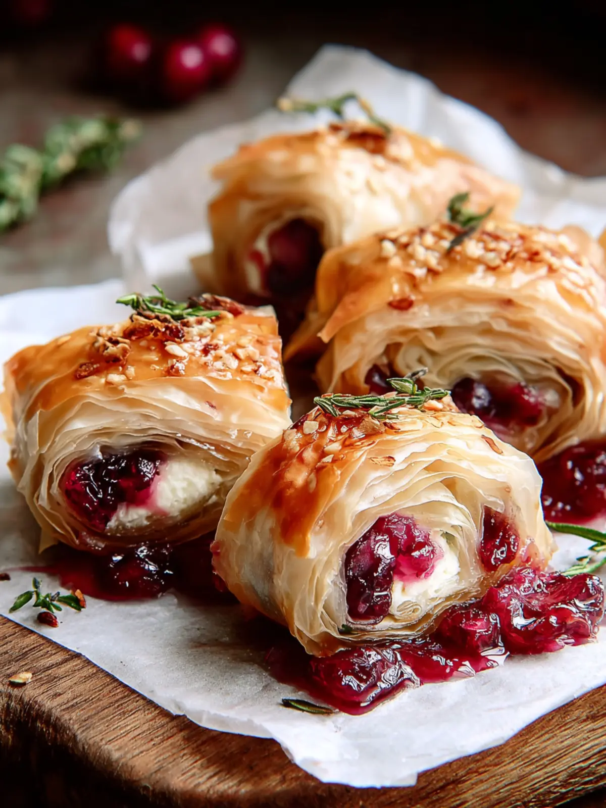 Irresistible Cranberry Goat Cheese Phyllo Rolls Recipe First Image