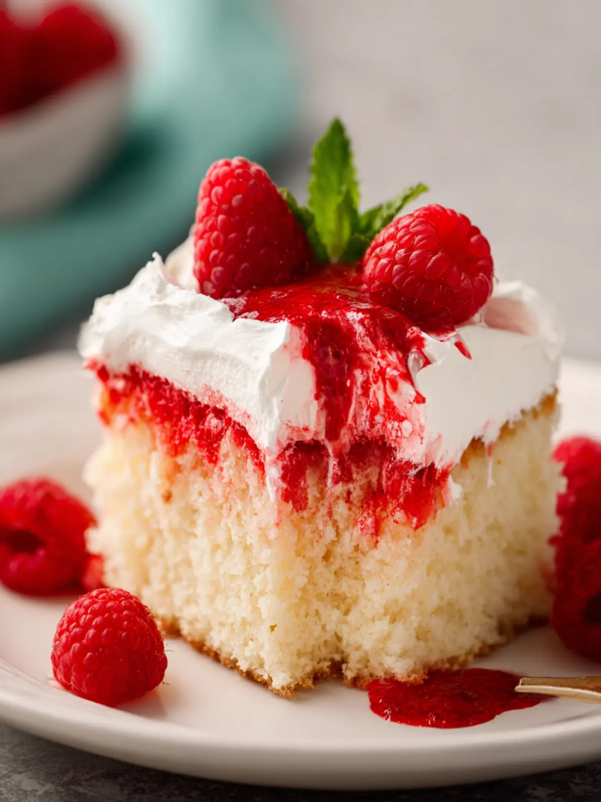 Raspberry Poke Cake With A White Cake Mix First Image