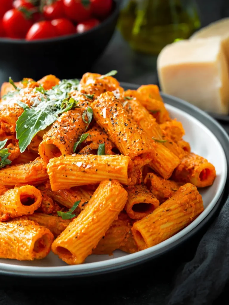Vegan Creamy Tomato Rigatoni Pasta First Image