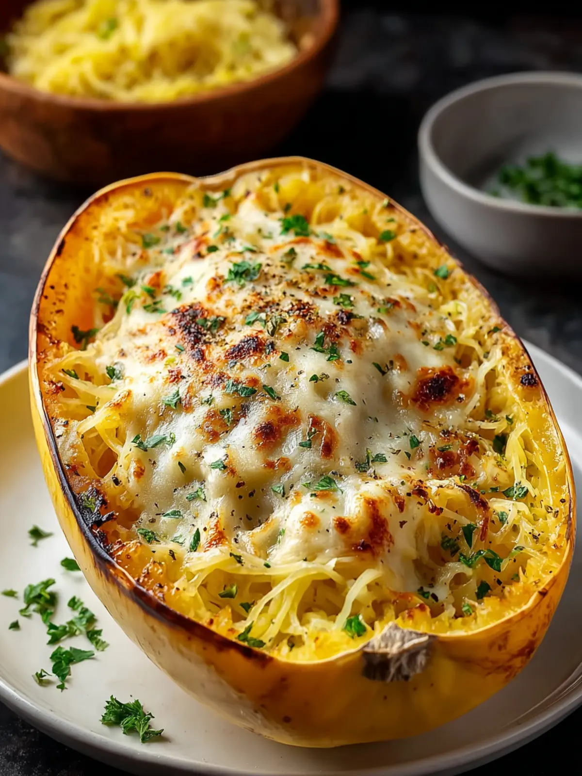 Roasted Spaghetti Squash With Alfredo Sauce and Cheese First Image