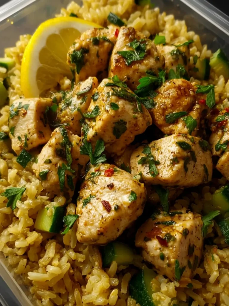 lemon chicken cilantro brown rice First Image