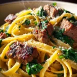cowboy butter steak linguine with spinach First Image