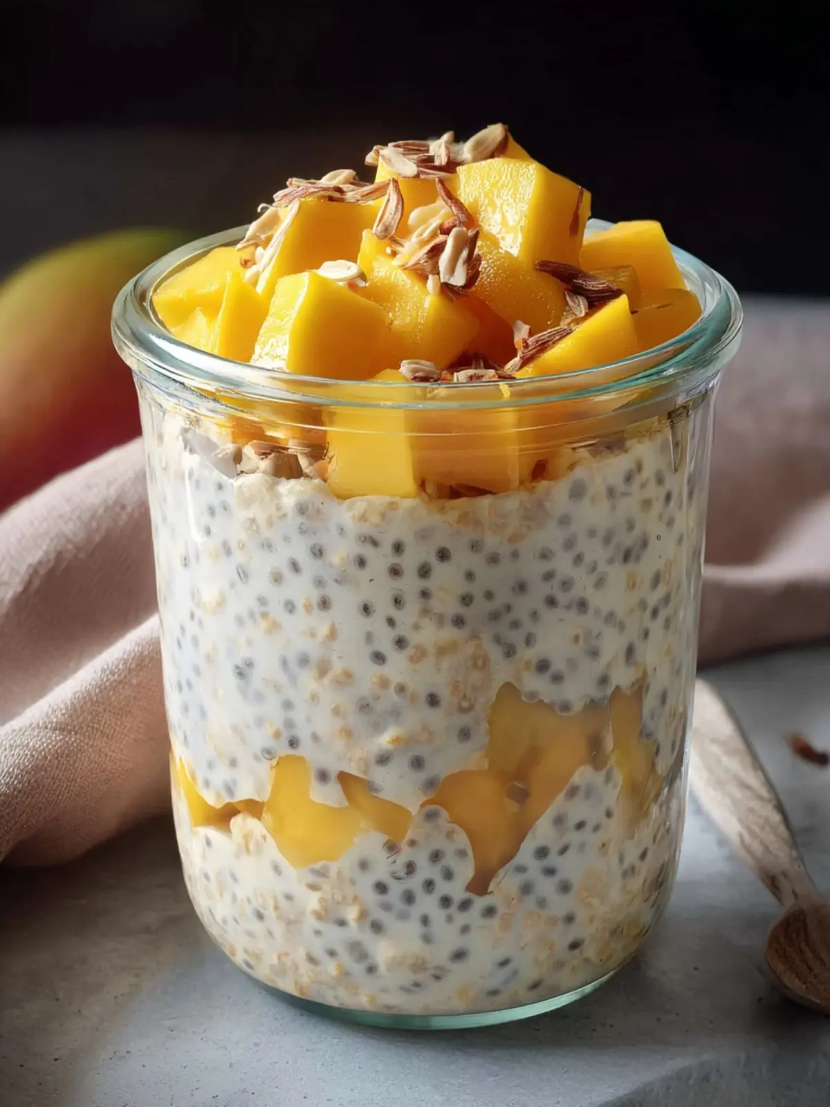 Creamy Overnight Oats with Mango and Chia Seeds First Image