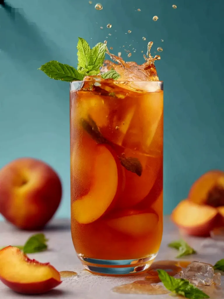 Refreshing 3 ingredient Peach Iced Tea recipe First Image